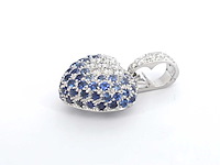 Leo pizzo - witgouden hart hanger met diamanten en saffieren - afbeelding 10 van  11