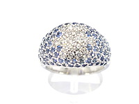 Leo pizzo - witgouden pave ring met diamant en saffier - afbeelding 1 van  5
