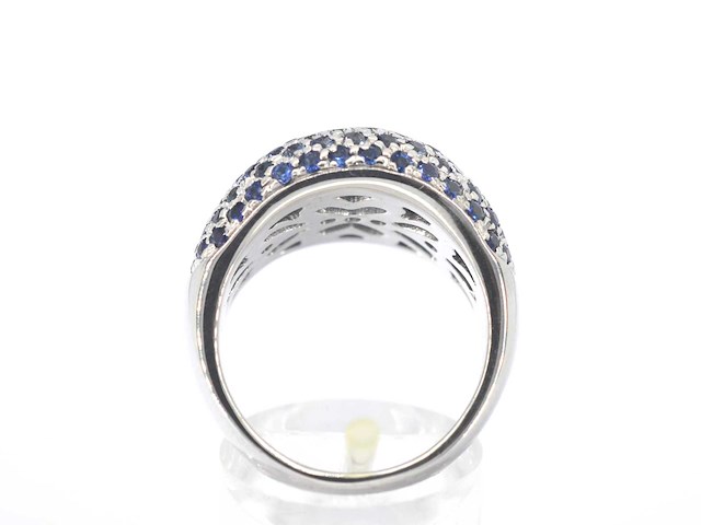 Leo pizzo - witgouden pave ring met diamant en saffier - afbeelding 5 van  5
