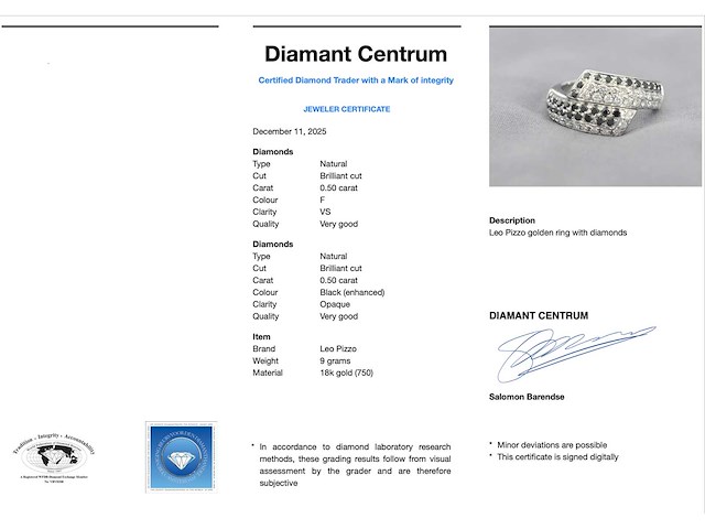 Leo pizzo - witgouden ring met zwarte en witte diamant - afbeelding 7 van  12