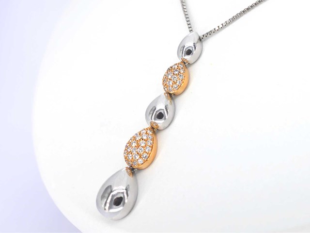 Leo pizzo bicolour gouden ketting met diamant - afbeelding 4 van  9