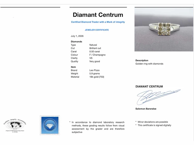 Leo pizzo gouden ring diamant - afbeelding 4 van  10