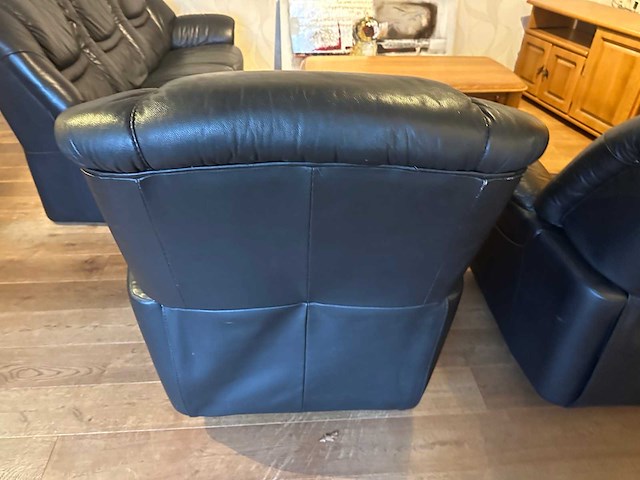 Leren bank met twee fauteuils - afbeelding 4 van  6
