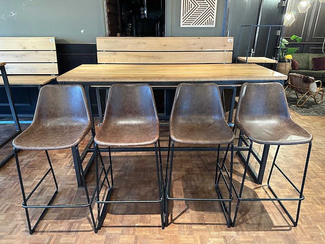 Leren barkruk (4x) - afbeelding 1 van  5