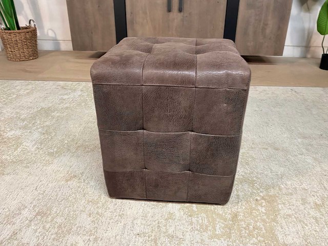 Leren poef - afbeelding 4 van  5