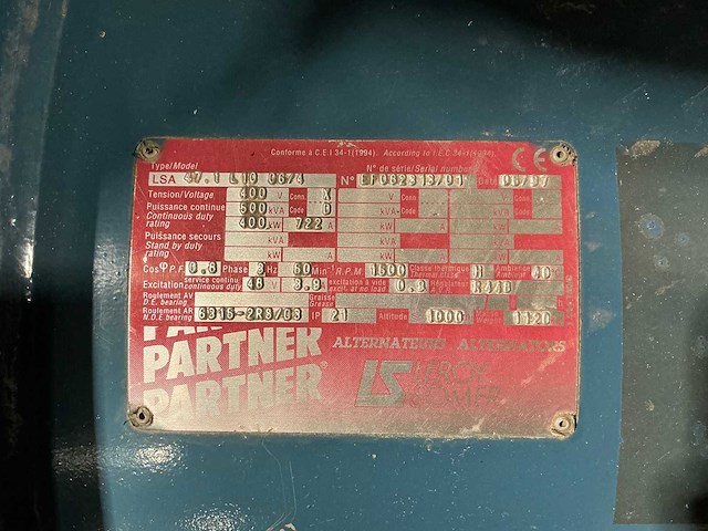 Leroy somer - 47.1 l10 0674 - power generator - afbeelding 2 van  13