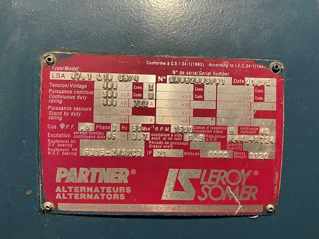 Leroy somer - 47.1 l10 c6/4 - power generator - afbeelding 14 van  14