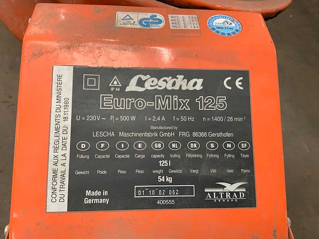 Lescha eoro-mix 125 betonmolen - afbeelding 2 van  5