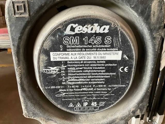 Lescha sm 145 s cementmolen - afbeelding 2 van  2