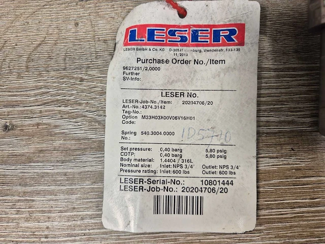 Leser - 4374.3142 veiligheidsafsluiter overdrukventiel - afbeelding 2 van  4