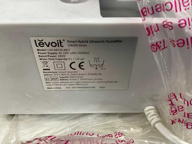 Levoit smarthybrid ultrasonic humidifier lv600s luchtbevochtiger - afbeelding 4 van  5