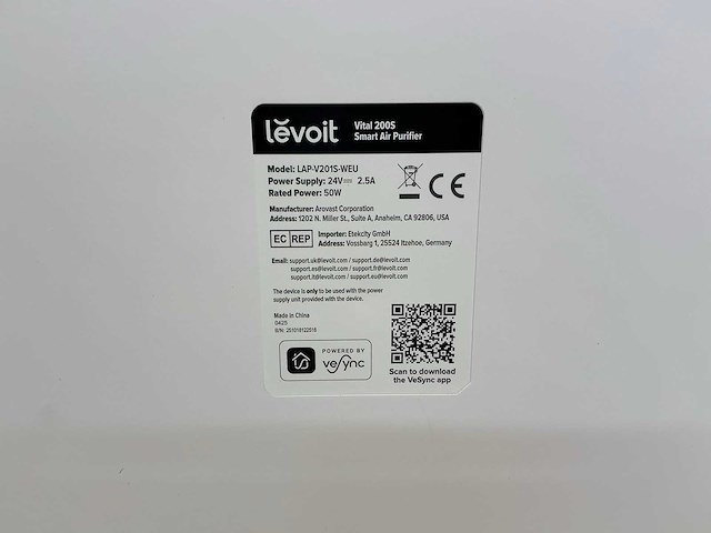 Levoit vital 200s smart air purifier luchtreiniger - afbeelding 3 van  5