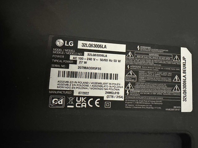 Lg - 32lq6300gla - led televisie - afbeelding 2 van  3