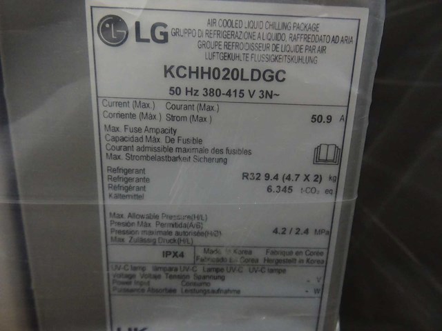 Lg - kchh020ldgc - warmtepomp chiller lucht/water buitenunit - afbeelding 2 van  2