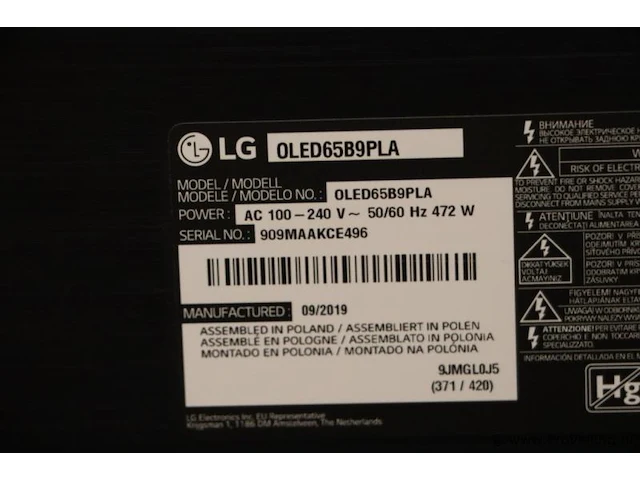 Lg oled65b9pla tv 65" - afbeelding 2 van  10