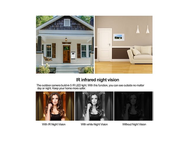 Libo 7 inch bedrade video deurbel twee monitoren, ir camera, nachtzicht - afbeelding 3 van  5