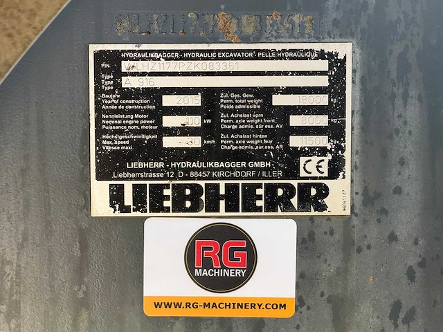 Liebherr - 2015 - a916 - banden graafmachine - afbeelding 11 van  19