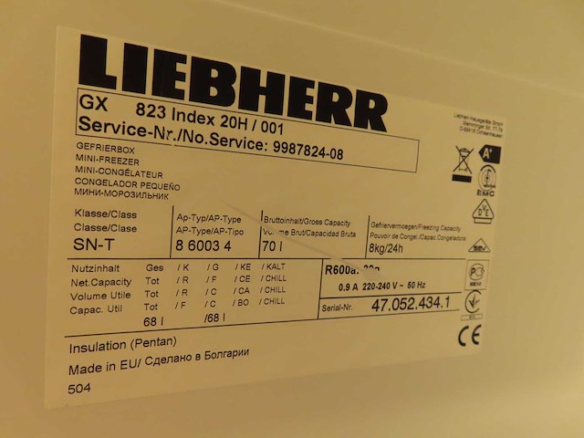 Liebherr - gx823 - laboratorium vriezer - afbeelding 3 van  3