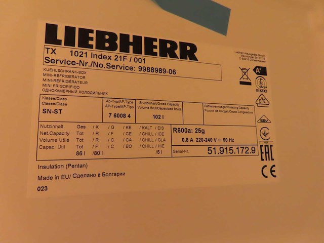 Liebherr - tx1021 - laboratorium koelkast (3x) - afbeelding 3 van  3
