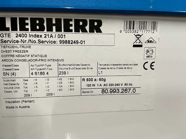 Liebherr gte 2400 vriezer diepvrieskist - afbeelding 3 van  11
