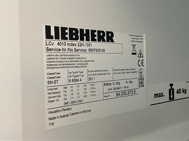 Liebherr lcv 4010 mediline laboratorium koelkast/vriezer combinatie - afbeelding 5 van  5
