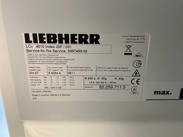 Liebherr lcv 4010 mediline laboratorium koelkast/vriezer combinatie - afbeelding 6 van  6