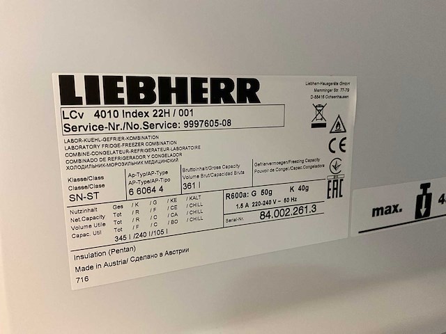 Liebherr lcv 4010 mediline laboratorium koelkast/vriezer combinatie - afbeelding 8 van  8
