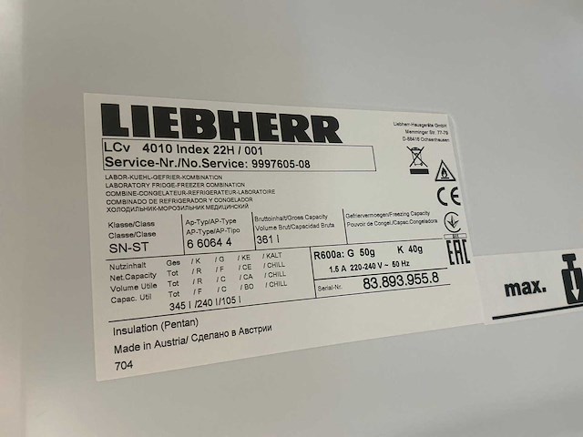 Liebherr lcv 4010 mediline laboratorium koelkast/vriezer combinatie - afbeelding 6 van  6