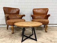 Lifestyle home collection - buffelleer fauteuil met bijzettafel (2x) - afbeelding 2 van  6