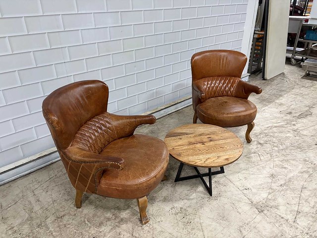 Lifestyle home collection - buffelleer fauteuil met bijzettafel (2x) - afbeelding 6 van  6