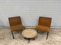 Lifestyle home collection - leaterlook fauteuil met bijzettafel (2x) - afbeelding 1 van  4