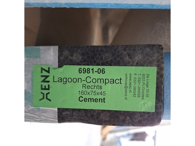 Ligbad xenz, lagoon compact, mat cement - afbeelding 5 van  5