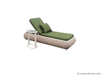 Ligbeddenset 2-delig brown wicker / olive green kussens - afbeelding 5 van  6