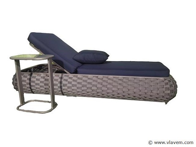 Ligbeddenset 2-delig dark antraciet wicker / light grey kussens - afbeelding 4 van  4