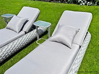 Ligbeddenset 2-delig dark grey wicker / light grey kussens - afbeelding 2 van  5