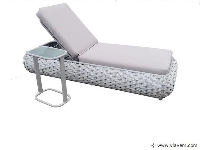 Ligbeddenset 2-delig dark grey wicker / light grey kussens - afbeelding 4 van  5