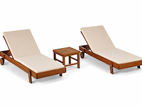Ligbeddenset, pal 2pers + tafel, crème, walnoot