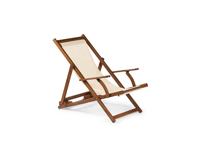 Ligstoel, rehi, walnoot, creme - afbeelding 1 van  1