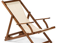 Ligstoel, rehi, walnoot, creme