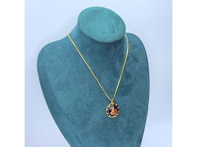 Limoges castel 18kt goldfilled pendant collier - afbeelding 1 van  6