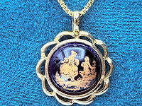 Limoges castel 18kt goldfilled pendant collier - afbeelding 4 van  6