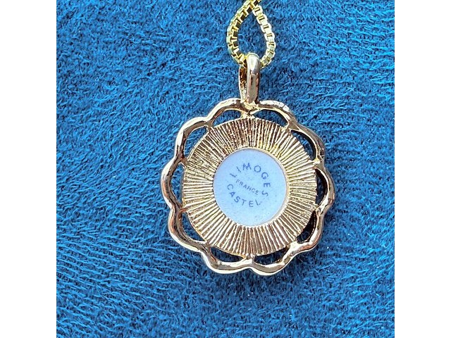 Limoges castel 18kt goldfilled pendant collier - afbeelding 5 van  6