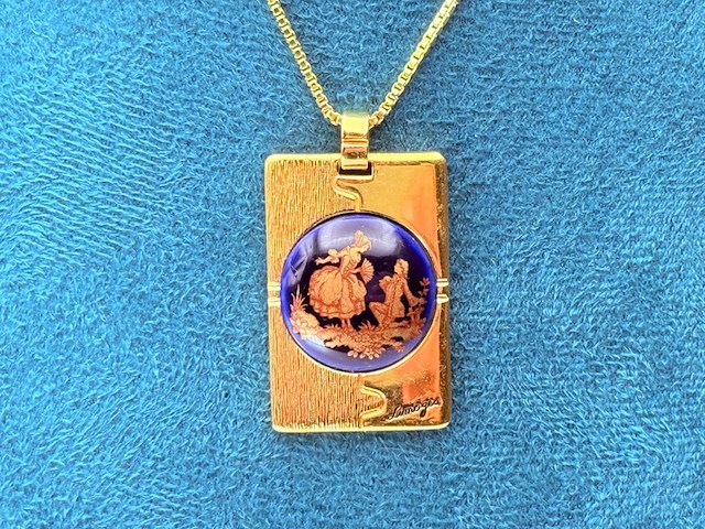 Limoges france ''the proposal'' 18kt goldplated collier - afbeelding 2 van  7