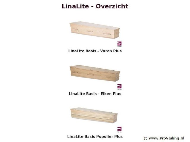 Linalite uitvaartkisten | model basis vuren plus, basis eiken plus & basis populier plus - 3 stuks - afbeelding 1 van  4