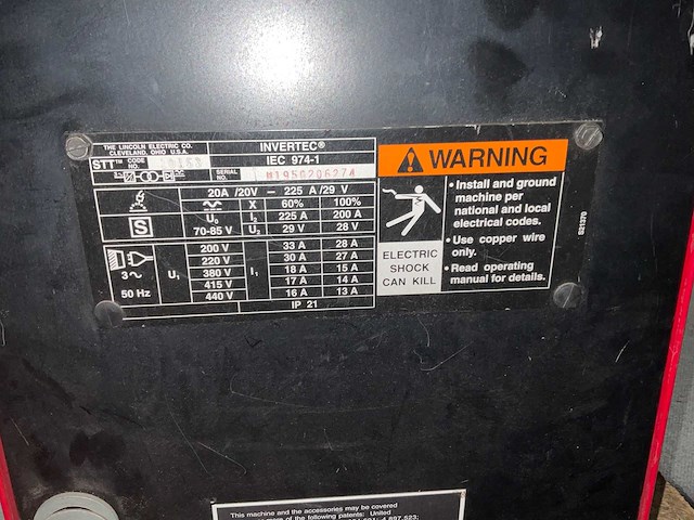 Lincoln electric - iec974-1 - mig lasapparaat - afbeelding 4 van  5