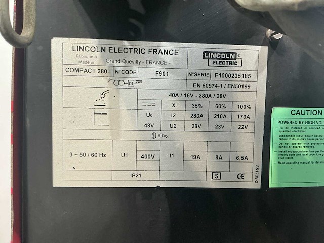Lincoln electric compact 280-i lasapparaat - afbeelding 6 van  7