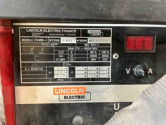 Lincoln electric cv-400 mig lasapparaat met draadvoorunit en koeling - afbeelding 13 van  14