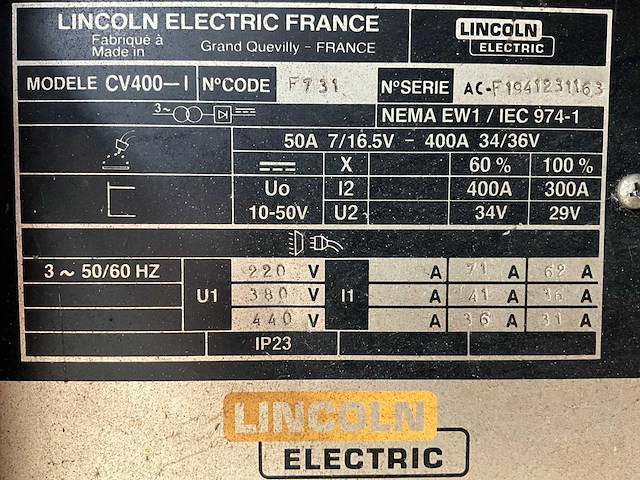 Lincoln electric cv400 stroombron mig lasapparaat - afbeelding 5 van  5