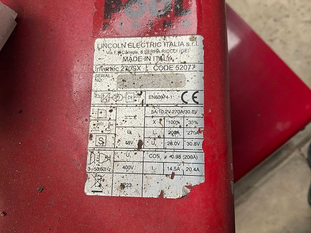 Lincoln electric invertec 270sx elektrode lasapparaat - afbeelding 7 van  7