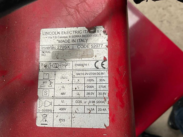 Lincoln electric invertec 270sx elektrode lasapparaat - afbeelding 6 van  6
